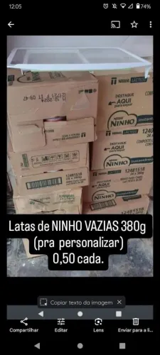 Latas de Leite ninho Vazias 