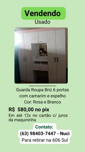 Vendo usado - Guarda roupa 6 portas com camarim - baixou o preço