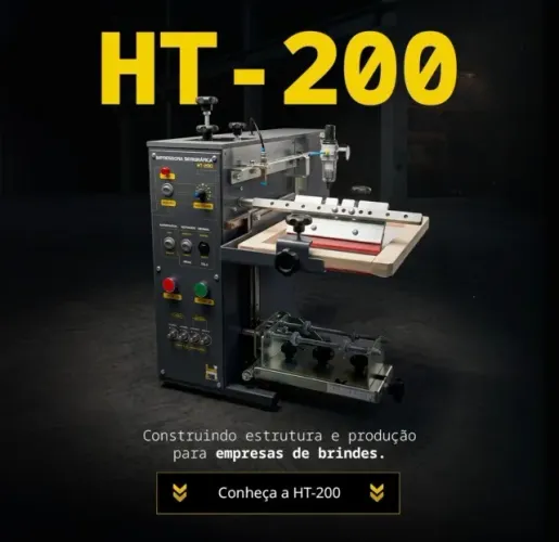 Máquina Serigrafia Cilíndrica HT-200 - Copos, Long Drink e Acrílico - Bivolt