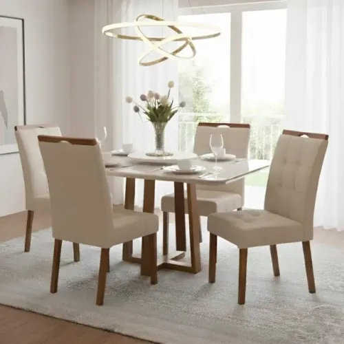 Mesa Jantar Pedro 1,20m com 4 Cadeiras 100% MDF- Produto Novo! Pague na Entrega!