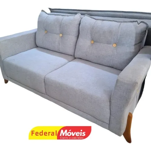 Sofá Off White 1,70m Pés Madeira Tecido Linho CAMPEÃO EM VENDAS