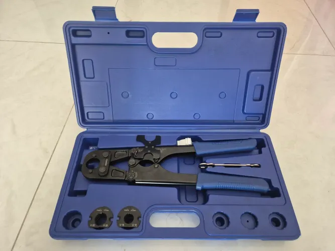 KIT ALICATE PARA PRENSAR TUBO MULTICAMADAS 16 a 20mm + TESOURA + ESCAREADOR