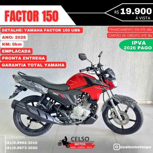 FACTOR 150 2026 0km IPVA26 PAGO FINANCIO 48x ACEITO SUA MOTO