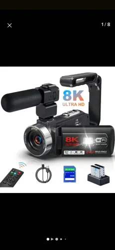Camera filmadora 8k 1500 mah Com 64gb sd vlog função Webcam Sd 64 gb saída