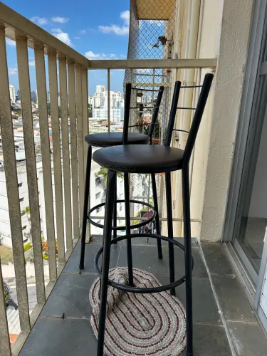 Kit 2 Banquetas Altas de Aço com Encosto - Preto (Ideal p/ Balcão/Bistrô)