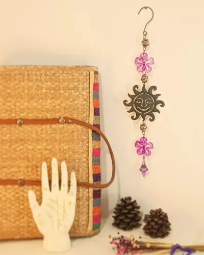 Pendente Decorativo Sol E Flores Hippie Zen Boho Cute Gothic