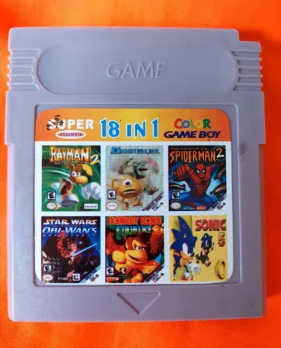 Cartucho com 18 jogos para game boy color/gameboy color.
