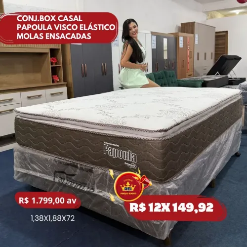 PROMOÇÃO URGENTE - Cama CASAL com MOLAS ENSACADAS e Visco Elástico Papoula 12x R$149,92