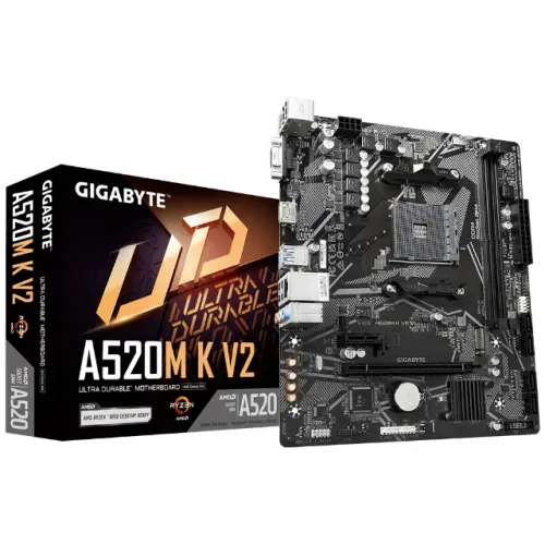 Placa mãe AM4 GIGABYTE A520M K V2 - (Ver.1.1)