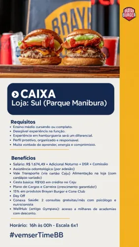 Vaga de caixa e delivery 