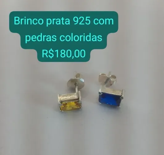 Par brinco prata com pedras coloridas
