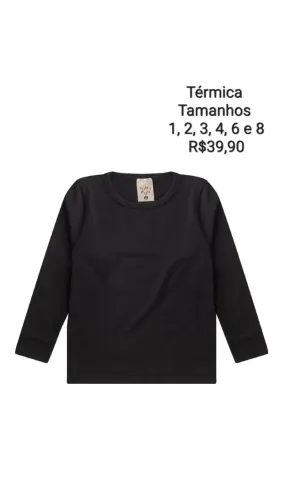 Camisa térmica infantil unissex 