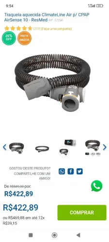traqueia aquecida climateline air para cpap airsense 10 resmed