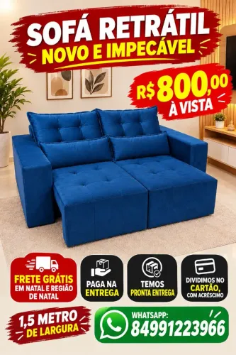 Oferta imperdível, sofá retrátil novo e elegante, frete grátis para Natal e grande Natal.