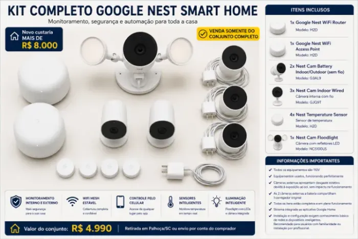 Google Nest Smart Home Completo | 6 Câmeras + WiFi Mesh + Sensores