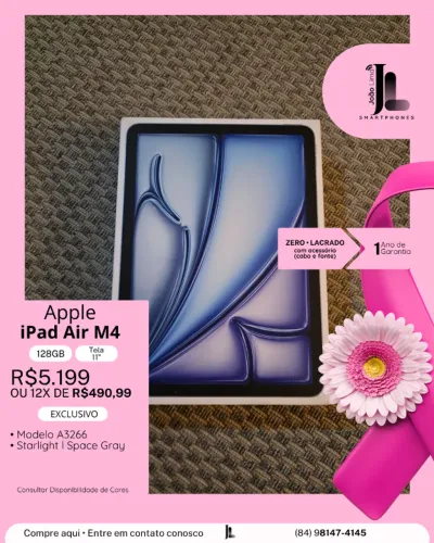 IPAD AIR M4, 128GB, TELA 11?, LACRADO, EXCLUSIVO!