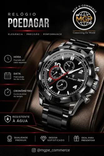 Relógio Masculino POEDAGAR Original - Luxo, Cronógrafo e Aço Inoxidável