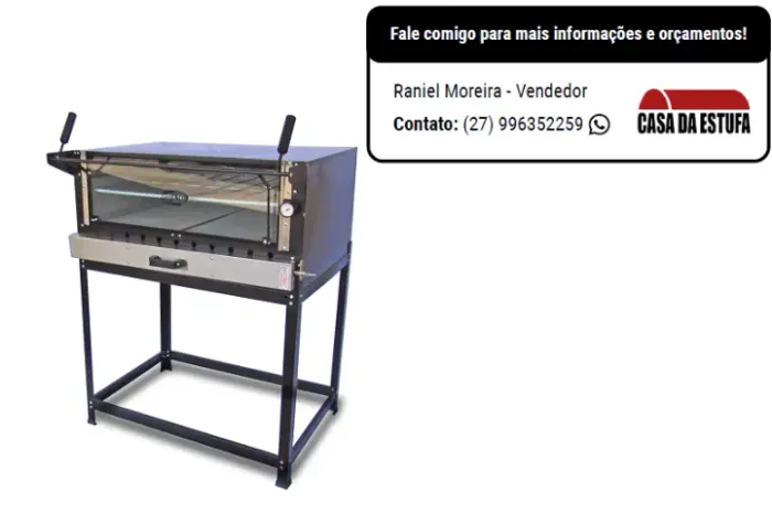 Forno Industrial Gás com pedra Refratária e Infravermelho 80 x 60 Cristal Aço