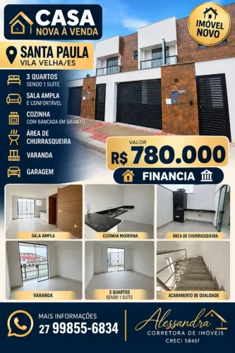 Santa Paula Casa Duplex 3 quartos valor 780 mil reais financia