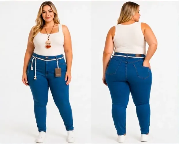 Calça Jeans PlusSize Feminina com Alta Elasticidade e Cintura Alta disponivel 44 46 48 50