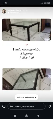 Mesa tampo de vidro 8 lugares