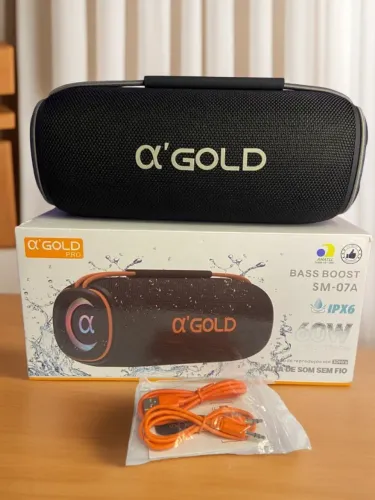 Caixa de Som Bluetooth Alta Potência 60W SM-07A A?Gold an12
