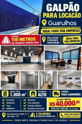 Galpão para locação 1000mts -Guarulhos