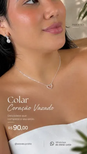 Colar Coração Vazado Prata 925