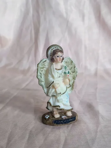 São Gabriel arcanjo anjo anjinho escultura miniatura decoração imagem antigo antiquario