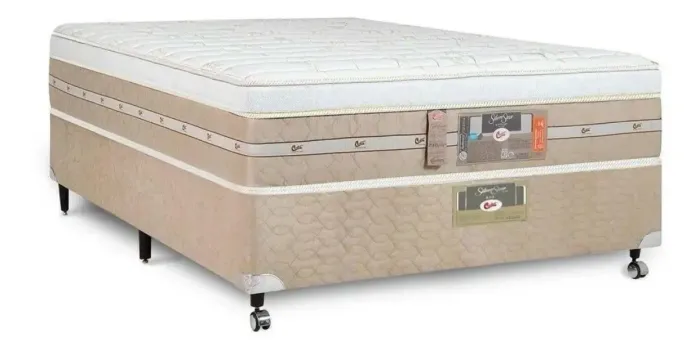Cama + Colchão Castor Casal Molas Pocket Silver Star 138x188 Cor Bege