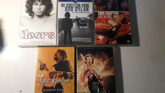 DVDs de Rock Clássico Jimi Hendrix, The Doors, Eric Clapton e Bob Dylan