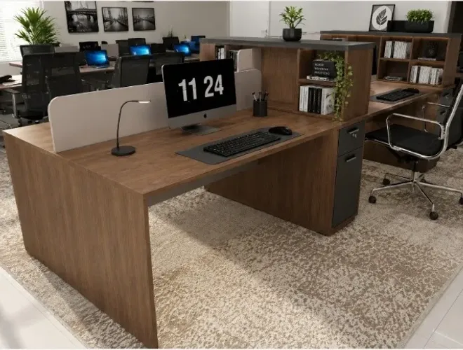 Estação Top Work Home Office 16 Tomadas. L320cm x P130cm x A104cm.