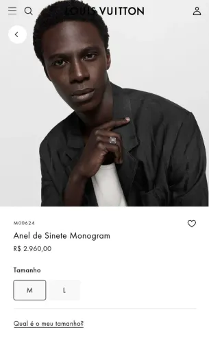 Anel Louis Vuitton Signet ring tamanho M bom estado