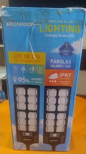 Kit 2 Luminarias Solar Luz Solar Com Sensor 700w Ip67 Preto