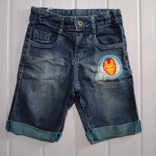 Bermuda Jenas masculina para criança bermuda azul do homem de ferro tamanho 6