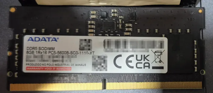 DDR5 SODIMM 8GB 1Rx16 PC5-5600B-SCO-1110-XT ADATA