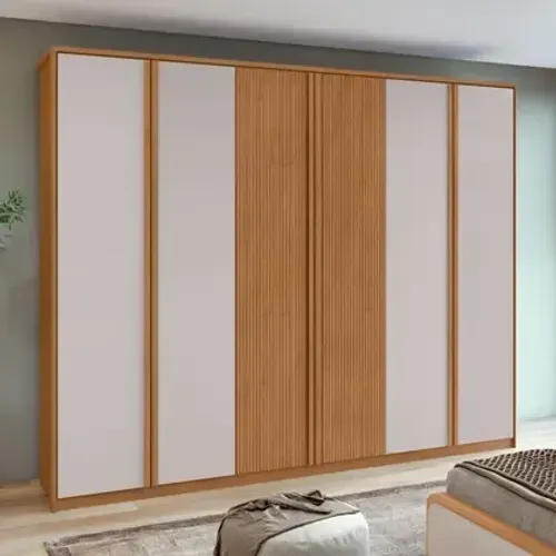 Guarda Roupa Casal Barcelona 4 portas lisas e 2 ripadas