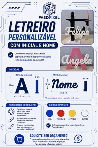 LETREIRO PERSONALIZÁVEL COM INICIAL E NOME