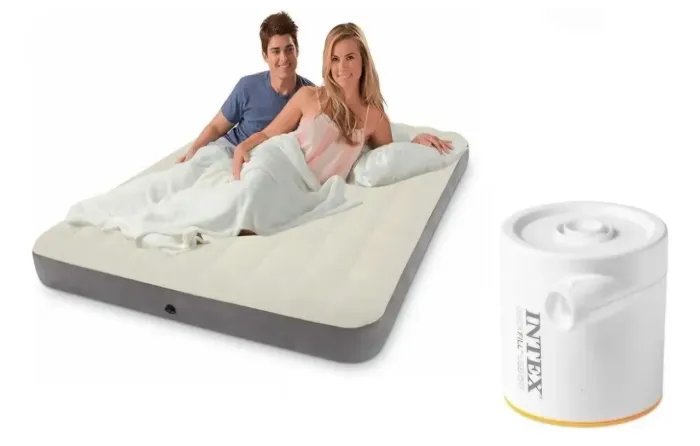 Colchão Casal Intex Fiber Tech com bomba de Inflável USB C Bege