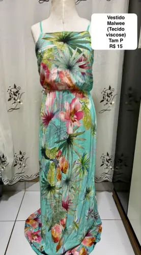 Vestido longo Malwee (em viscose) tam P