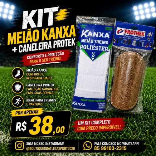 Kit caneleira de futebol protek + meiao kanxa
