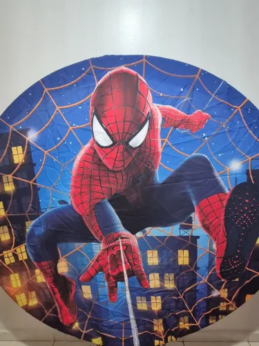 Painel Homem Aranha Redondo em Tecido 1.5x1.5m