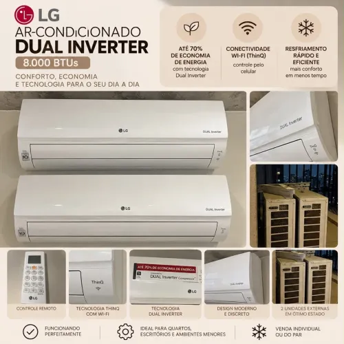 2 Ar-Condicionados LG Dual Inverter 8.000 BTUs - Split