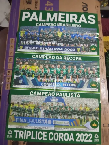 Revista pôster comemorativo da "Tríplice Coroa" conquistada Palmeiras 2022