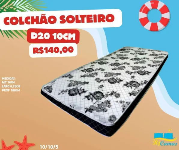 Colchão solteiro D20 10cm de espuma 