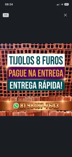 TIJOLO TIJOLOS DIRETO DE FÁBRICA COM PAGAMENTO NA ENTREGA. FRETE GRÁTIS TODA REGIAO 