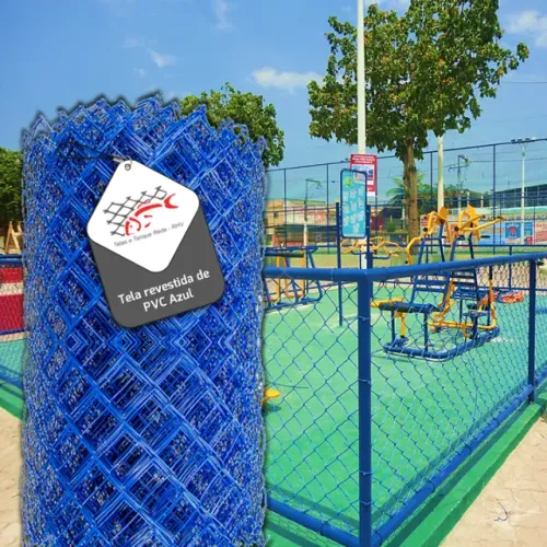 Tela Cerca de arame azul para quadra, piscina e playground