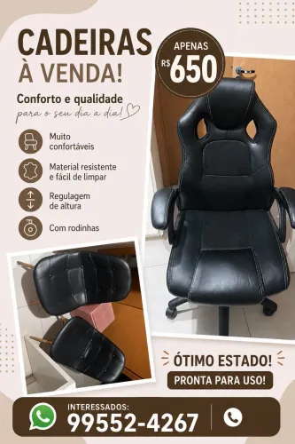 Kit cadeira presidente e mais 2 cadeiras de apoio