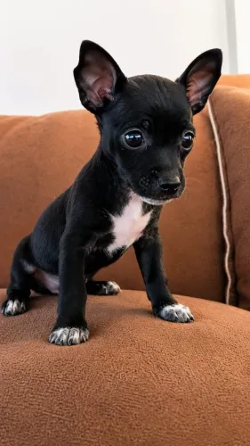 Pinscher Fêmea Preta com Mancha Branca