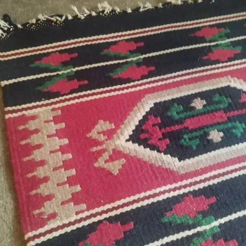 Tapete Kilim de Lã Vintage Artesanal Étnico Tribal - 1m x 0,5m